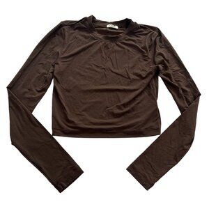 CHAM Crop Long Sleeve Top in Brown